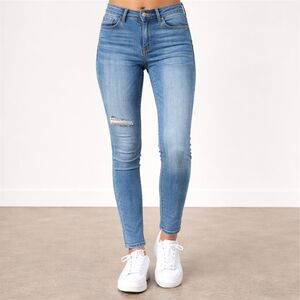 Tahari Kelly Jeans Womens Size 4 27 Mid Rise Skinny Stretch Distressed Denim